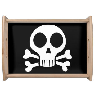 spooky skull on a black background serving tray