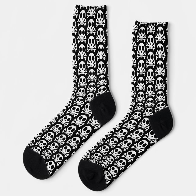 spooky skull on a black background socks (Left)