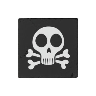 spooky skull on a black background stone magnet