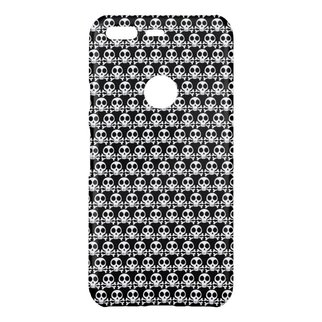 spooky skull on a black background uncommon google pixel case (Back)