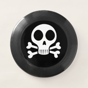 spooky skull on a black background Wham-O frisbee