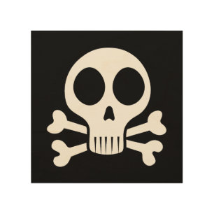 spooky skull on a black background wood wall art
