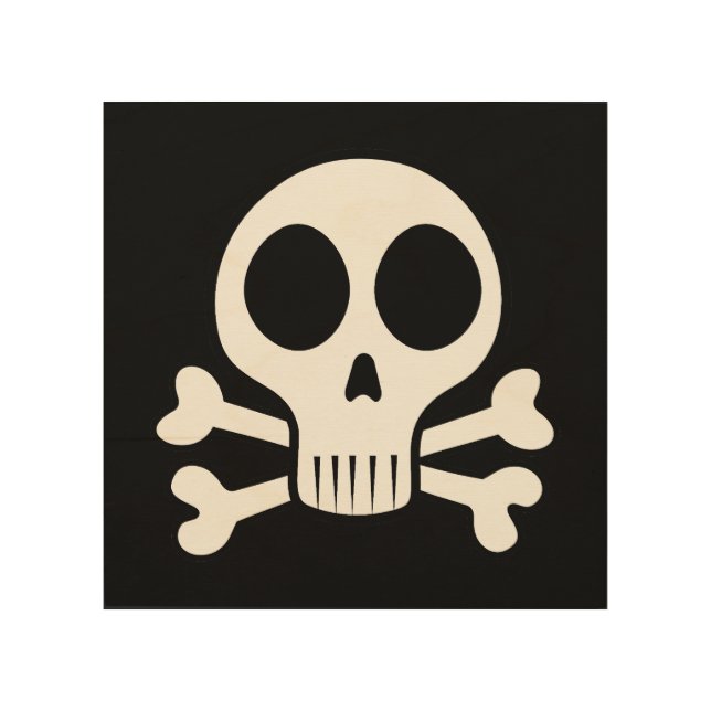 spooky skull on a black background wood wall art (Front)