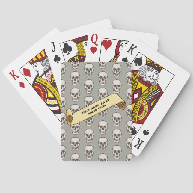 Spooky Skull Pattern Dead Man's Hand Poker Club Cards (Back)