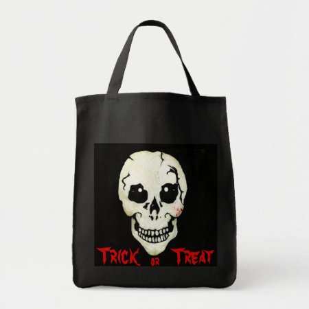 Spooky Skull Red Trick Or Treat Halloween Bag