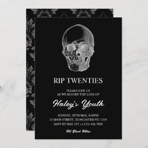 Spooky Skull RIP Twenties 20s Funny 30th Birthday Invitation