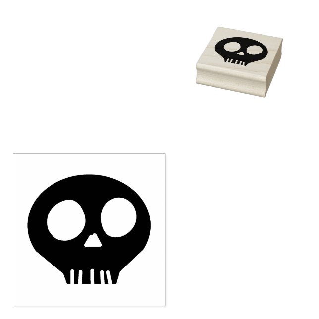 Spooky Skull Rubber Stamp (Stamped)