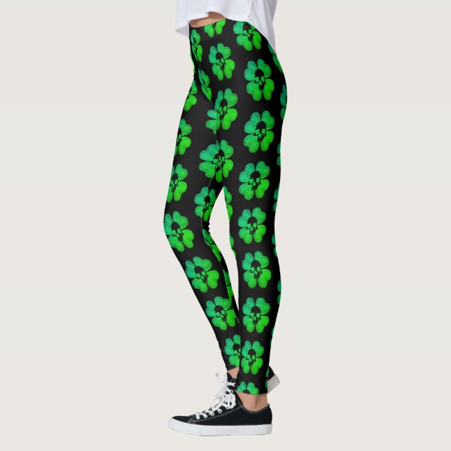 Spooky skull shamrock pattern leggings (Left)