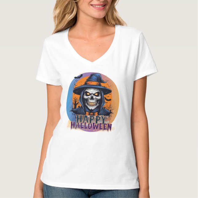 Spooky Skull Witch Halloween Art-88888 T-Shirt (Front)