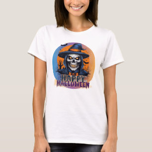Spooky Skull Witch Halloween Art-88888 T-Shirt