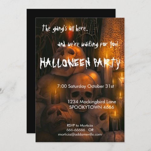 Spooky Skulls and Candles Halloween Invitation