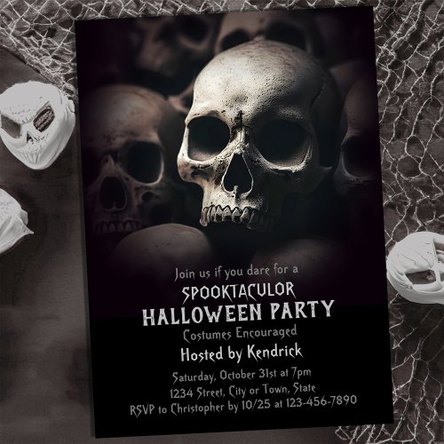 Spooky Skulls Halloween Costume Party Invitation