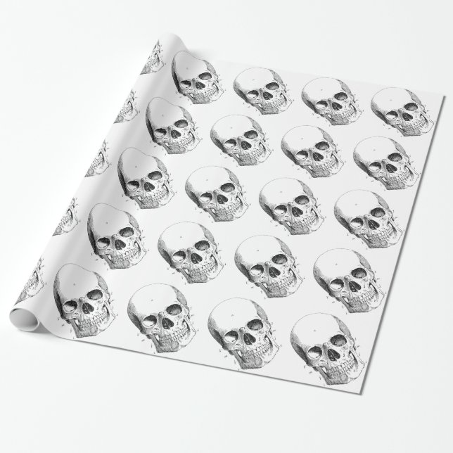 Spooky Skulls Wrapping Paper (Unrolled)