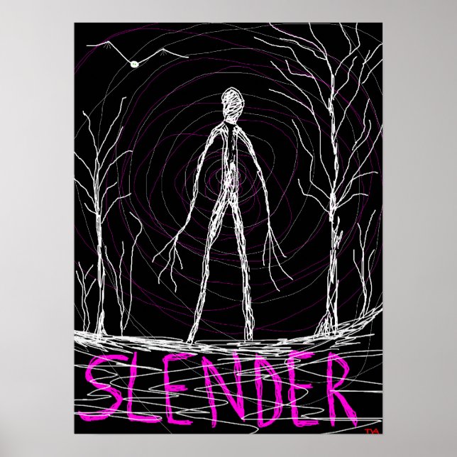 spooky slender man woods poster (Front)