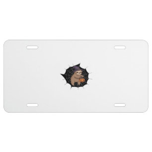 Spooky Sloth Halloween Fun - Cute Trick-or-Treat A License Plate