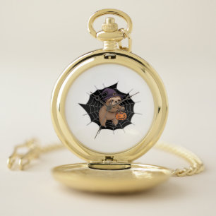 Spooky Sloth Halloween Fun - Cute Trick-or-Treat A Pocket Watch
