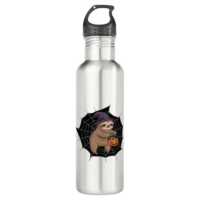 Spooky Sloth Halloween Fun - Cute Trick-or-Treat A Stainless Steel Water Bottle (Front)