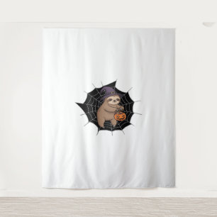 Spooky Sloth Halloween Fun - Cute Trick-or-Treat A Tapestry