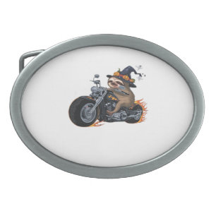 Spooky Sloth Motorcycle Ride Halloween Biker Fun C Belt Buckle