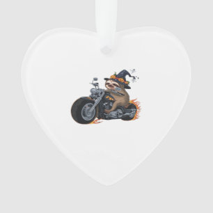 Spooky Sloth Motorcycle Ride Halloween Biker Fun C Ornament