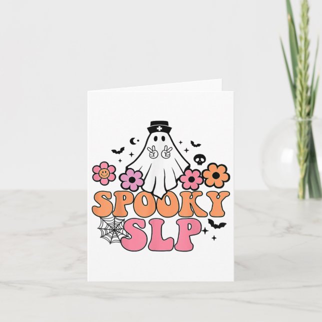 Spooky Slp Speech Language Pathologist Cute Ghost  Card (Front)