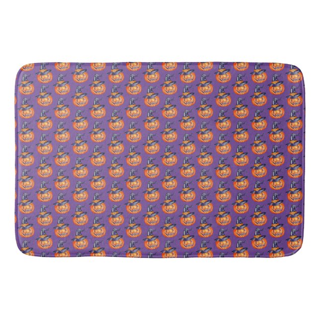 Spooky smiling Halloween pumpkin  Wrapping Paper Bath Mat (Front)