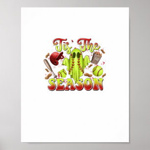 Spooky Softball Costume Funny Halloween Tis The Se Poster