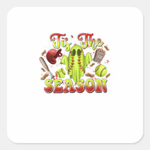 Spooky Softball Costume Funny Halloween Tis The Se Square Sticker