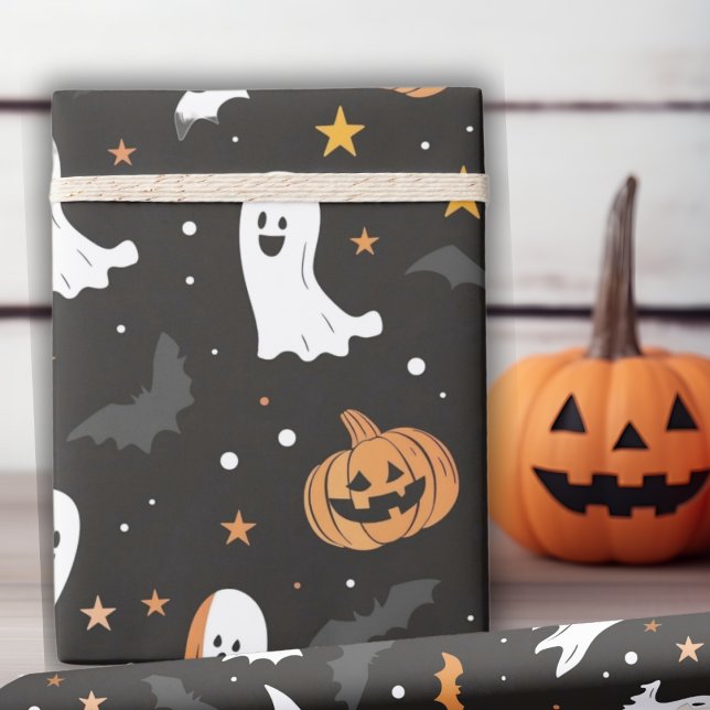 Spooky Specters And Ghoulish Gourds Halloween Wrapping Paper (Spooky Specters And Ghoulish Gourds Halloween Wrapping Paper)