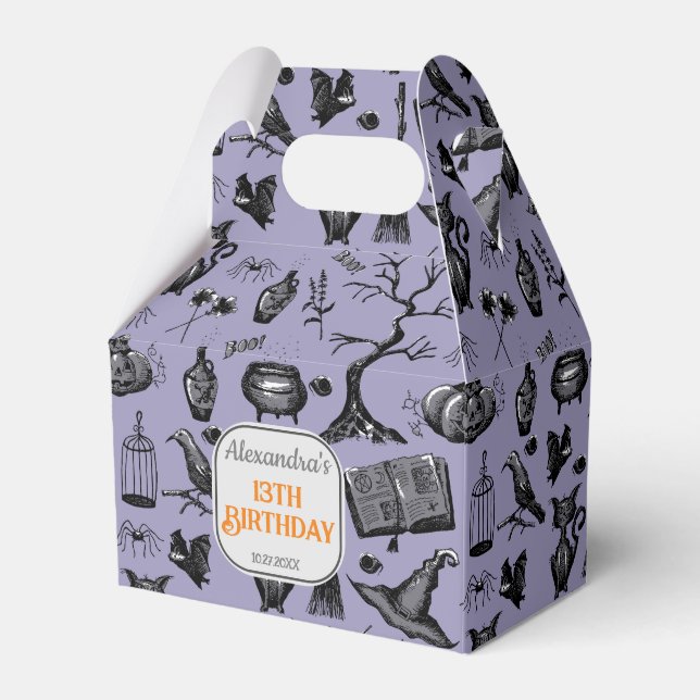 Spooky Spellbinding Halloween Birthday Party Favor Boxes (Front Side)