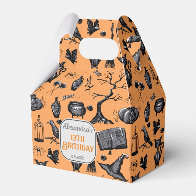 Spooky Spellbinding Halloween Birthday Party Favor Boxes (Front Side)