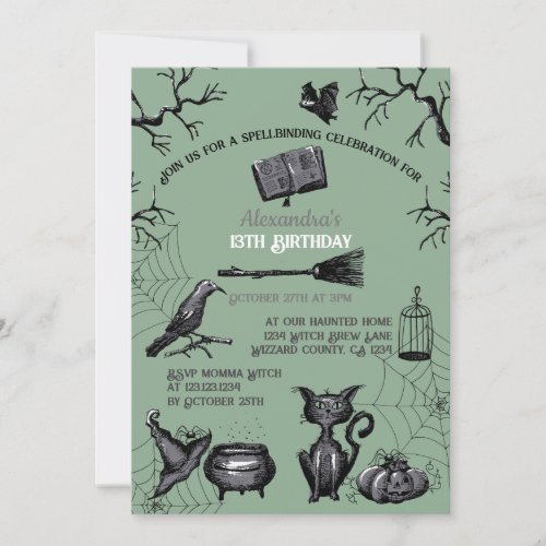 Spooky Spellbinding Halloween Birthday Party Invitation