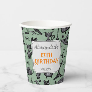 Spooky Spellbinding Halloween Birthday Party Paper Cups