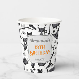 Spooky Spellbinding Halloween Birthday Party Paper Cups