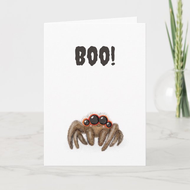 Spooky spider 'Boo!' Halloween card (Front)