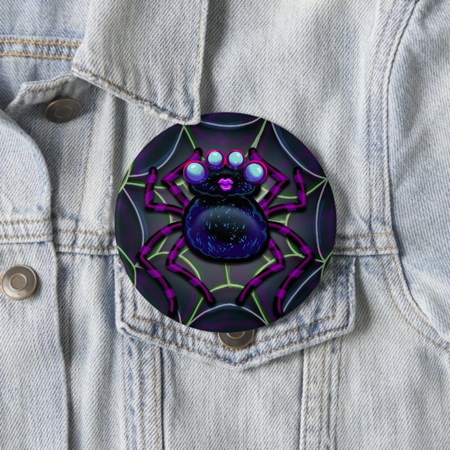Spooky Spider Creepy Cute Button (In Situ)