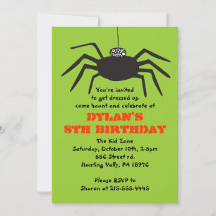 SPOOKY SPIDER Halloween Birthday Party Invitation