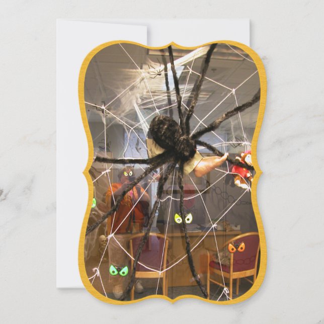 Spooky Spider Halloween Office Decorations Photo Card (Front)