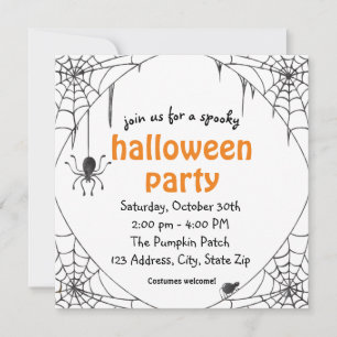 Spooky Spider Halloween Party Invitation
