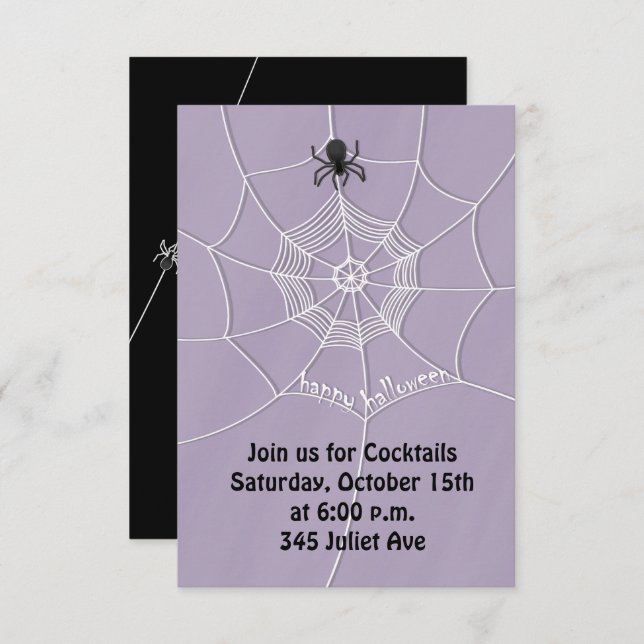 Spooky Spider in Spider Web Invitation (Front/Back)