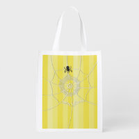 Spooky Spider in Spider Web Persoonalized Grocery Bag | Zazzle