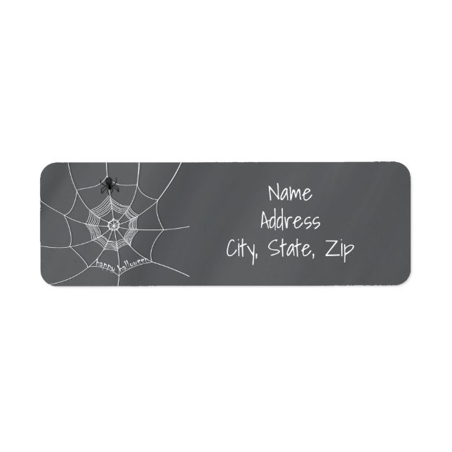 Spooky Spider spinning Happy Halloween Web Label (Front)