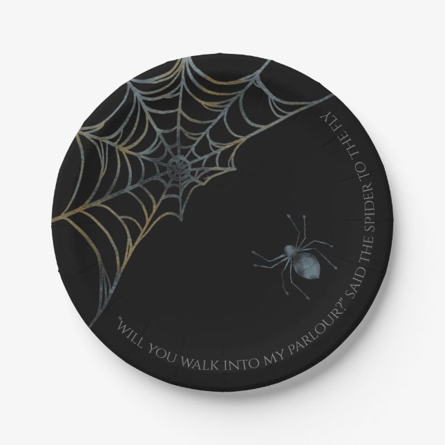 Spooky spider themed Halloween Paper Plates (Front)