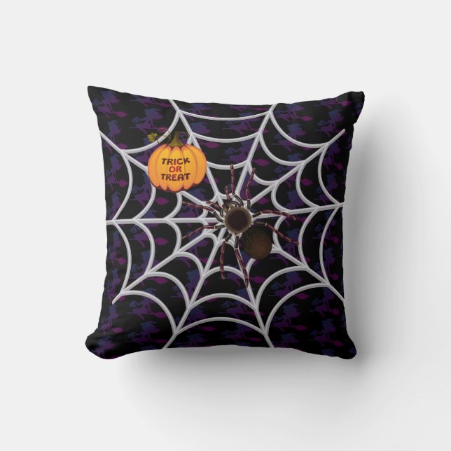 Spooky Spider Throw Pillow (Front)