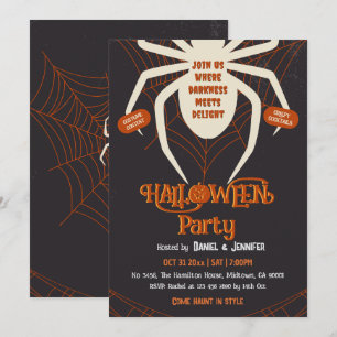 Spooky Spider Web Adult Halloween Costume Party Invitation
