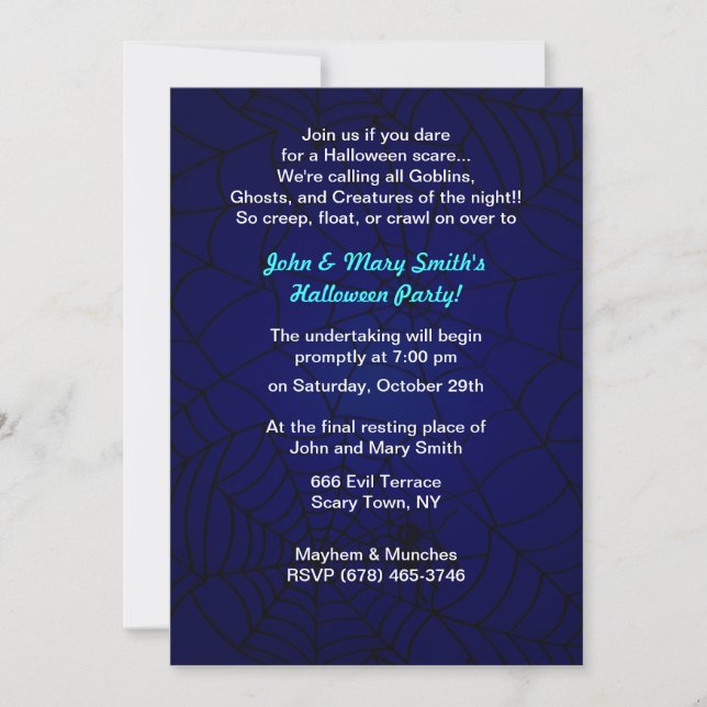 Spooky Spider Web Crawler Party Invitations (Front)
