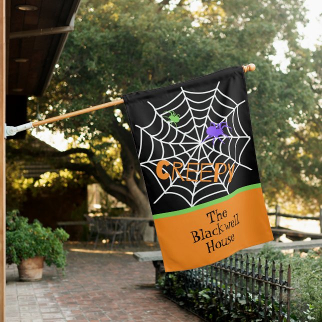 Spooky Spider Web House Flag (In SItu)