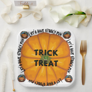 Spooky spider witchy halloween themedAccent Pillow Paper Plates