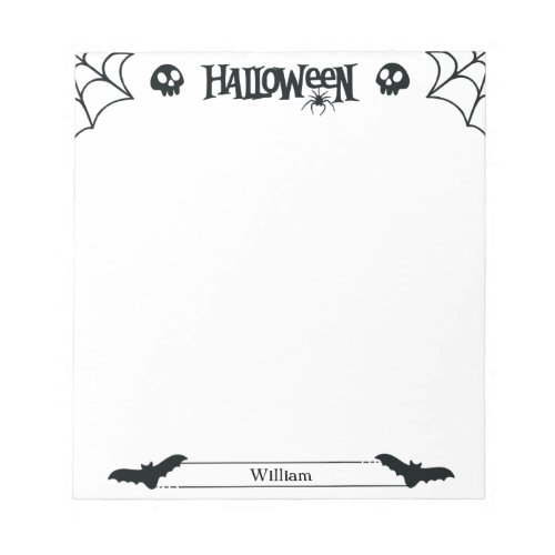 Spooky Spiders Skulls and Bats Halloween Notepad