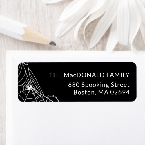 Spooky SpiderWeb Black and White Return Address Label